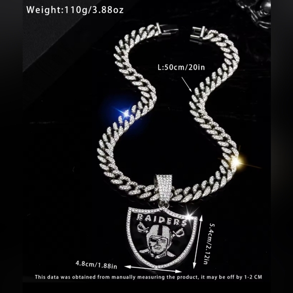New Raiders football team iced out style 20" choose gold or silver - Picture 6 of 7